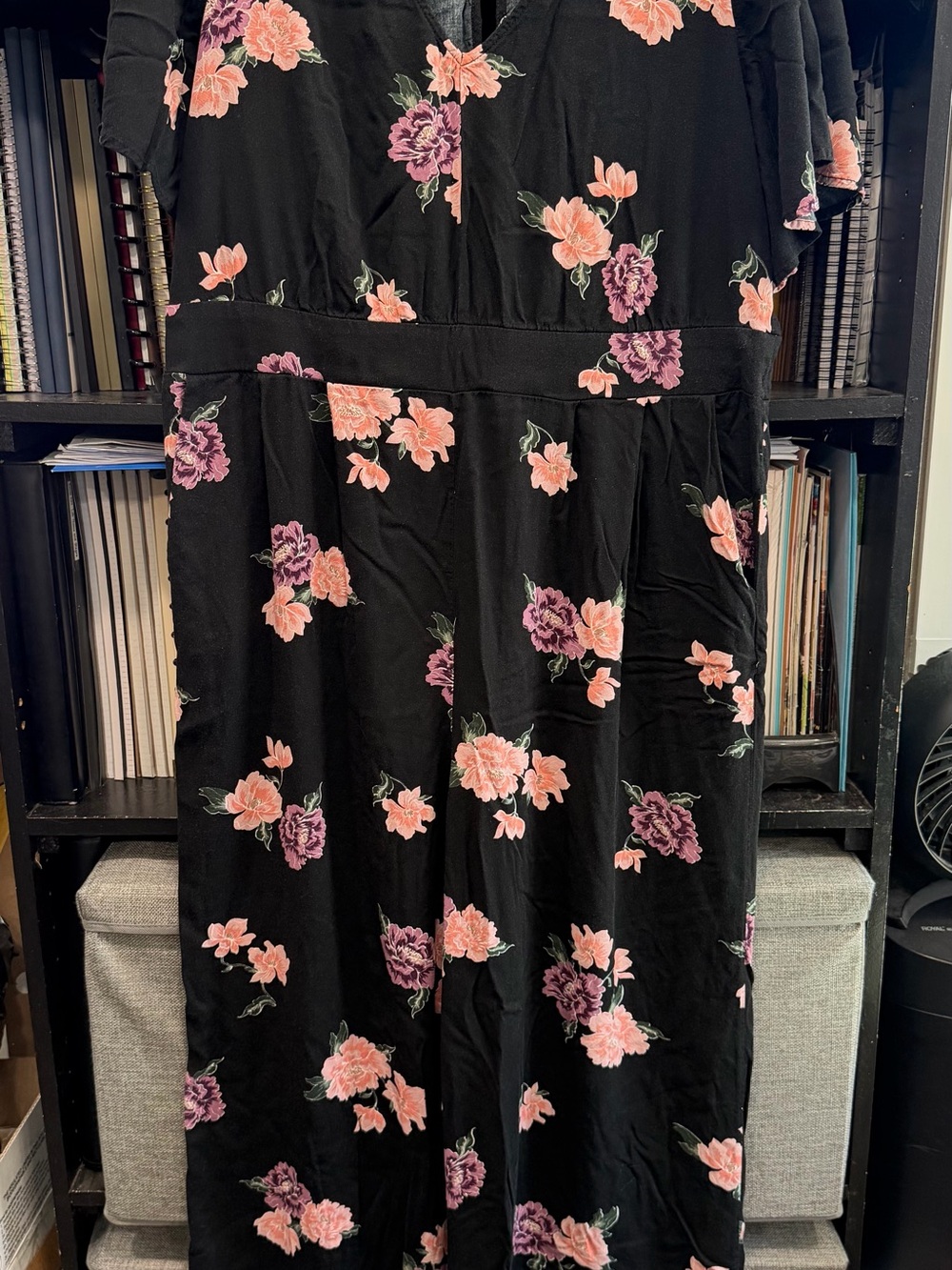 torrid Black pantsuit with Pink & Purple Floral Print